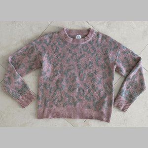 John + Jenn Xavier Leopard Print Knit Round Neck Pullover Sweater